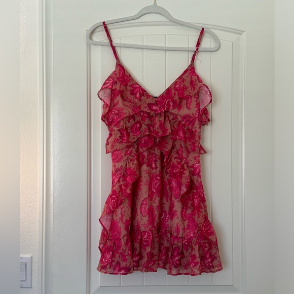 ZC Women Dresses & Skirts - Pink Floral Ruffle Mini Dress